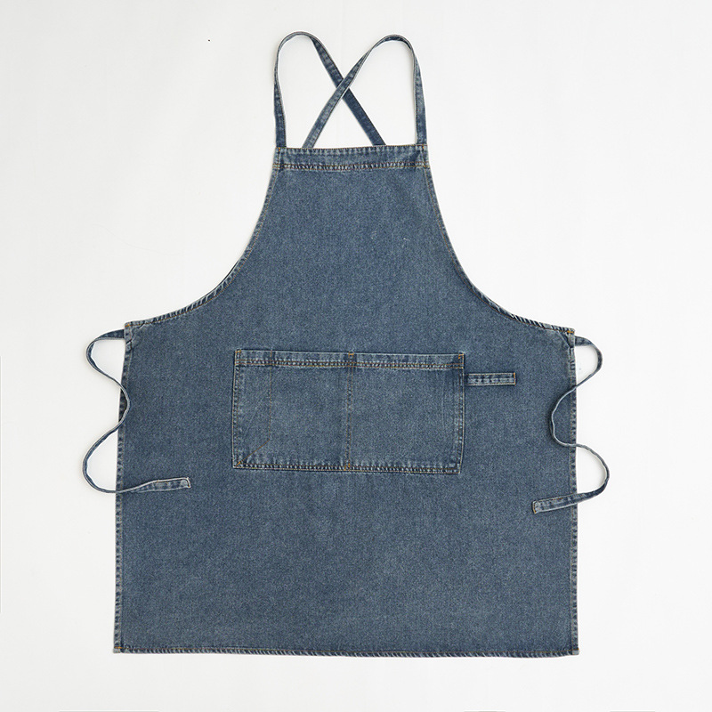 Embroidery Kitchen - Customizable Denim Apron For Home Kitchen