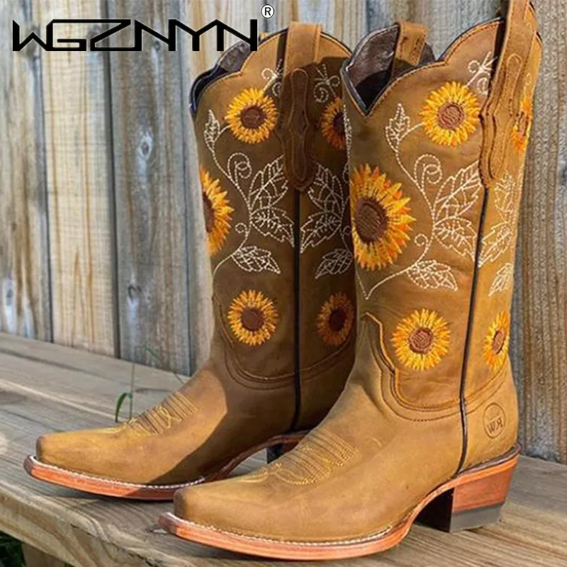 Embroidery Design Free - Designer Women Coffee Brown Embroidery Boots