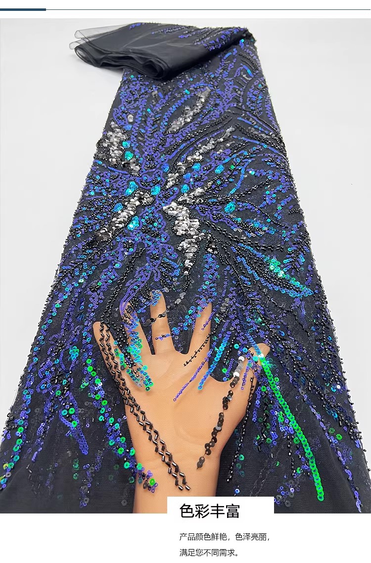 Embroidery Wedding - 1yard Pearl tube sequin embroidery tela