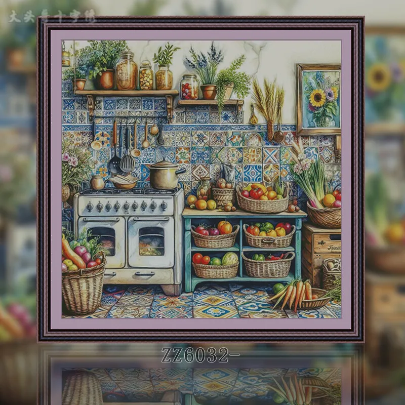 Embroidery Kitchen - [ZZ6032- The kitchen] Stamped Cross Stitch