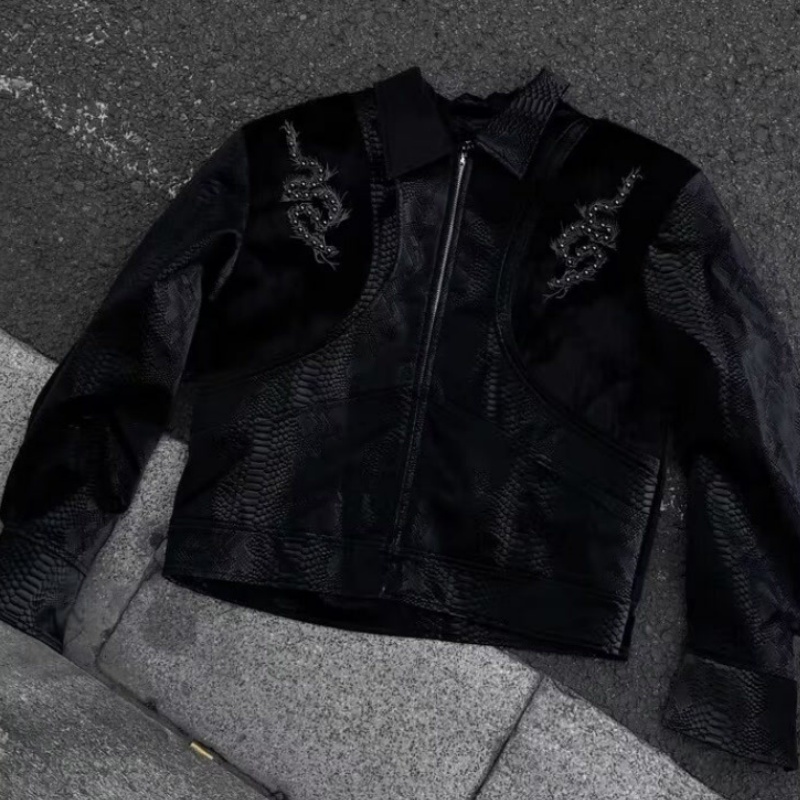 Men Black Snake Embossed Jacke - Embroidery Jacket recension och pris