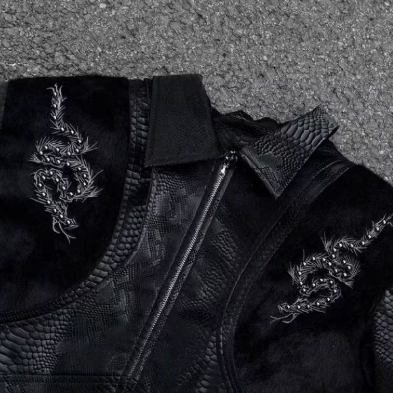 Men Black Snake Embossed Jacke - Embroidery Jacket recension och pris