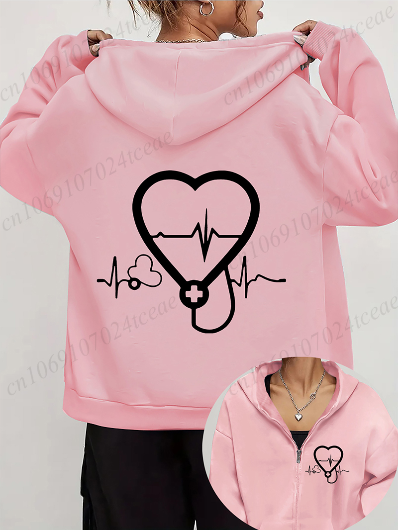 Women's Autumn Winter Hoodies  - Embroidery Zip Up Hoodie recension och pris
