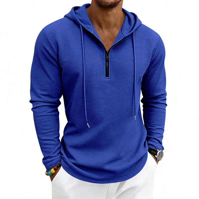 Men Waffle Knit Half‑Zip Hoodi - Embroidery Zip Up Hoodie recension och pris
