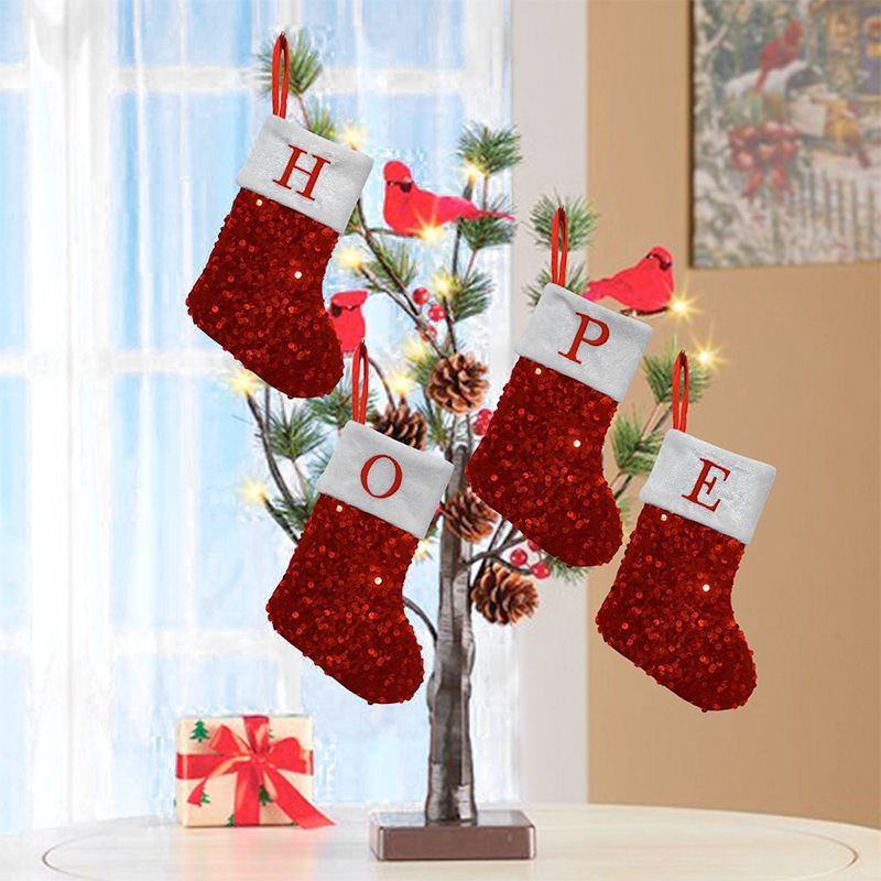 Red Sequin Christmas Stocking  - Embroidery Xmas Stocking recension och pris