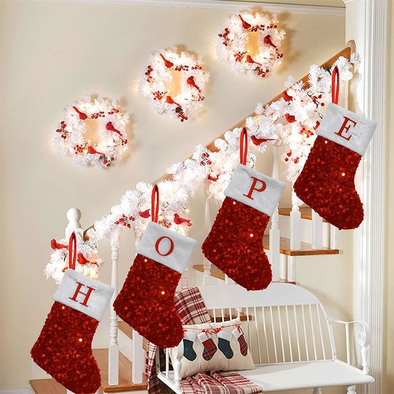Red Sequin Christmas Stocking  - Embroidery Xmas Stocking recension och pris