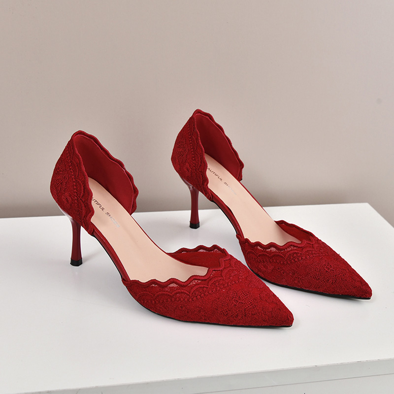Luxury Red White Lace Embroide - Embroidery Wedding recension och pris