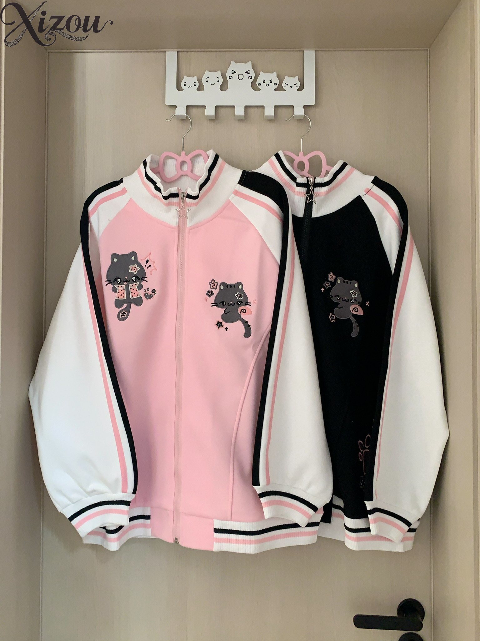 Harajuku Cute Cat Hoodie Embro - Embroidery Zip Up Hoodie recension och pris