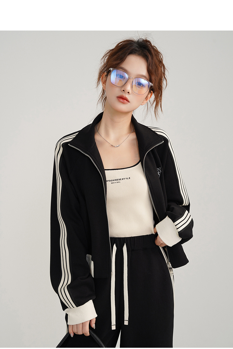 Vintage Sporty Casual Black Wh - Embroidery Jacket recension och pris