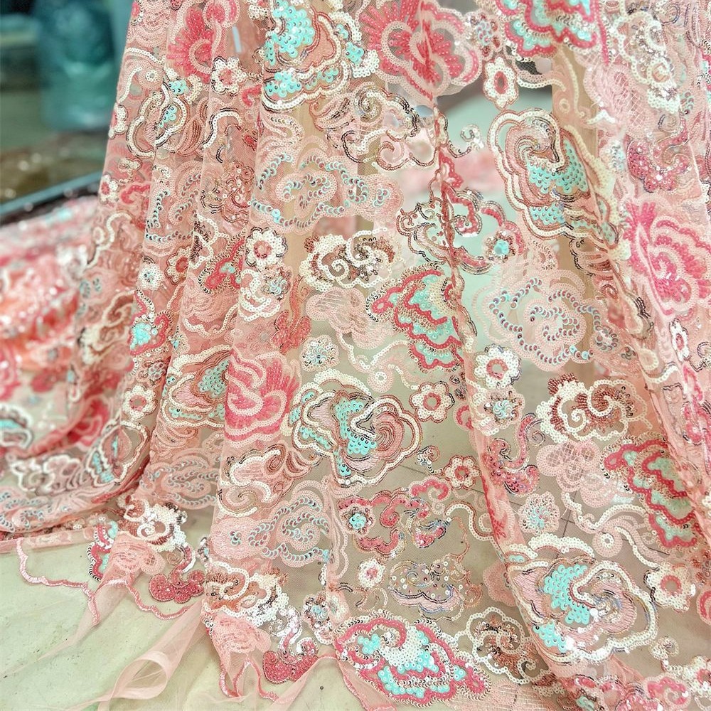 2 Yds/lot 130cm Wide Pink Purp - Embroidery Abaya recension och pris