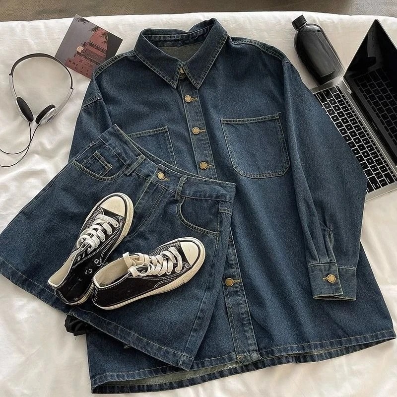 Y2K Denim Skirt Set: Vintage J - Embroidery Jacket recension och pris