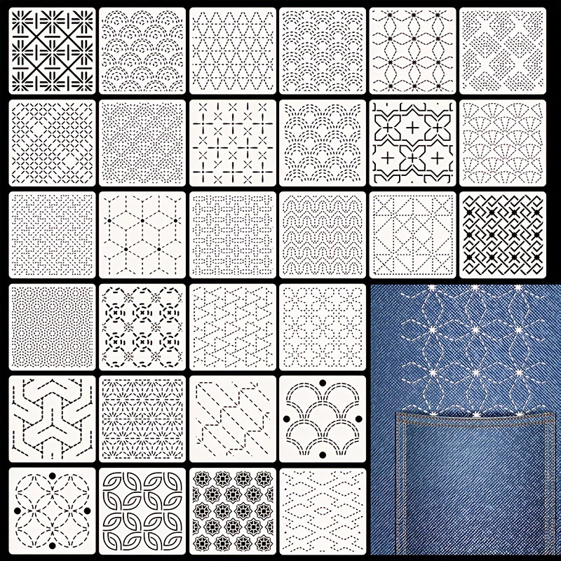 30Pcs Embroidery Templates DIY - Embroidery And Quilting recension och pris
