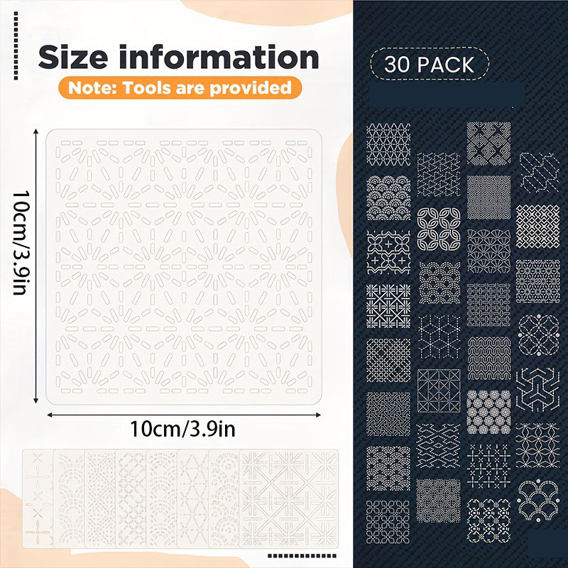30Pcs Embroidery Templates DIY - Embroidery And Quilting recension och pris