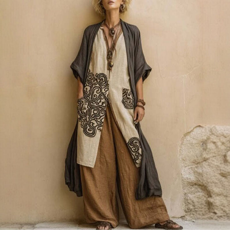 Boho Open Front Kimono Geometr - Embroidery Class recension och pris