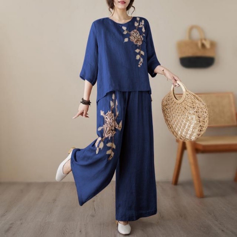 Linen Cotton Two Piece Set Wom - Embroidery Class recension och pris