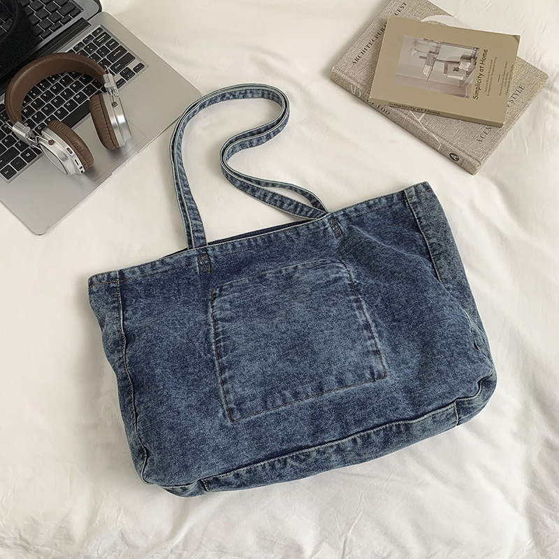 Retro Denim Tote Bag for Women - Embroidery Class recension och pris