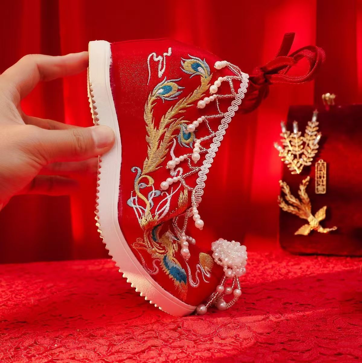 Women New Red Embroidered Wedd - Embroidery Wedding recension och pris