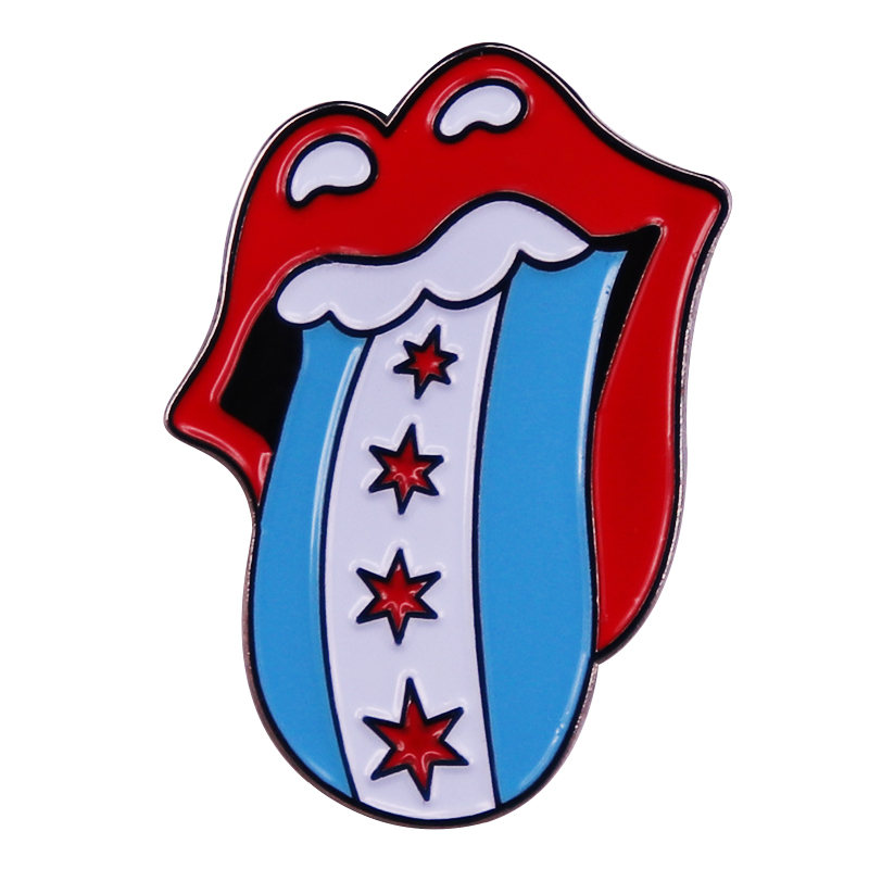 Chicago Flag Enamel Pin Music  - Embroidery Lips recension och pris