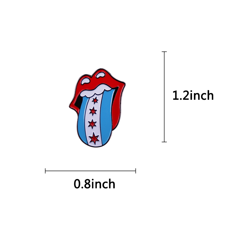 Chicago Flag Enamel Pin Music  - Embroidery Lips recension och pris