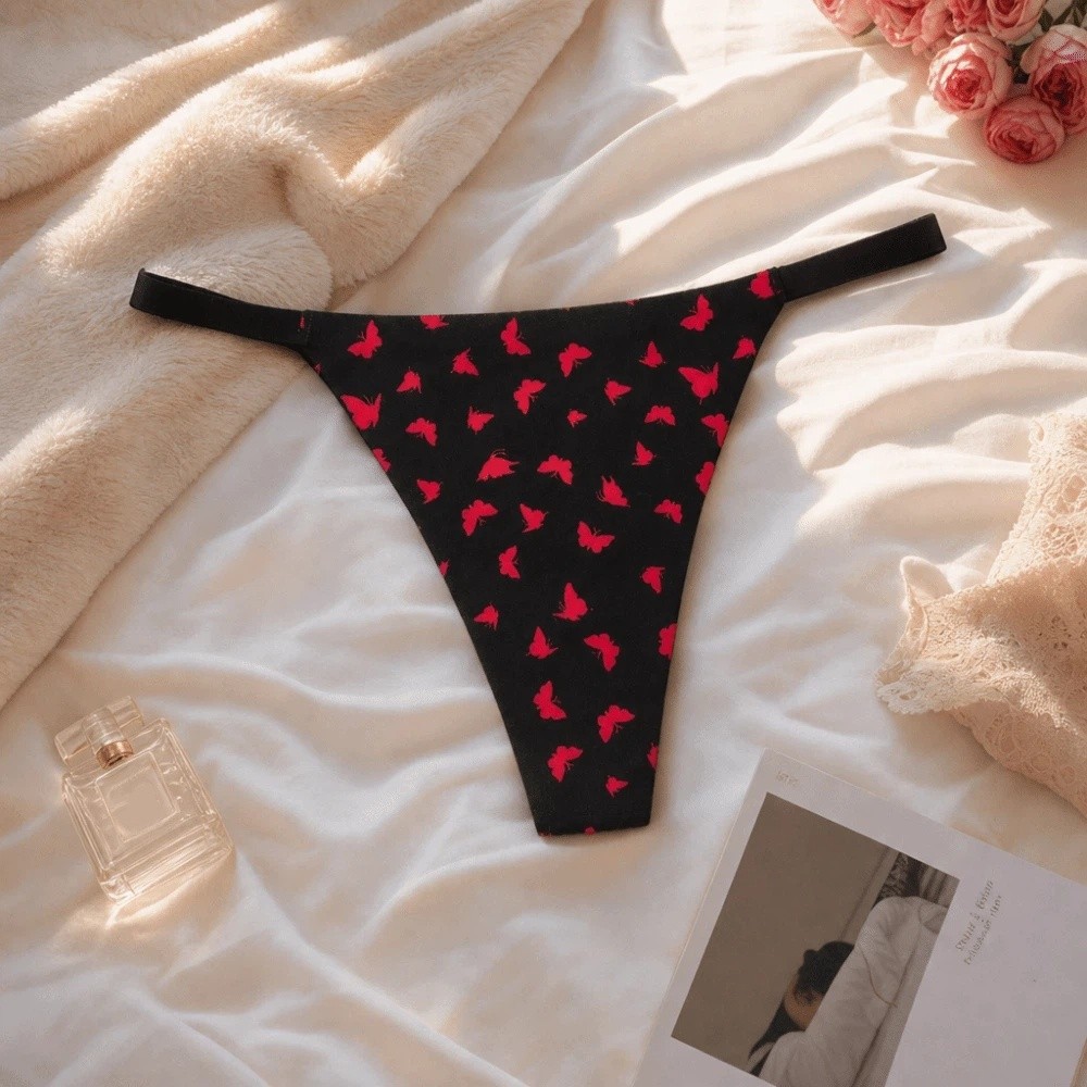 Elegant Seamless Women Thongs  - Embroidery Lips recension och pris